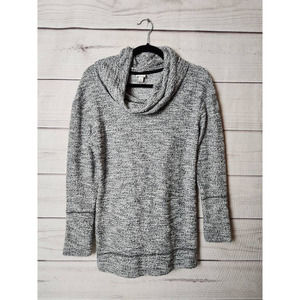 Merona Womens Tunic Sweater Black White Marled Long Sleeve Cowl‎ Neck Pullover M